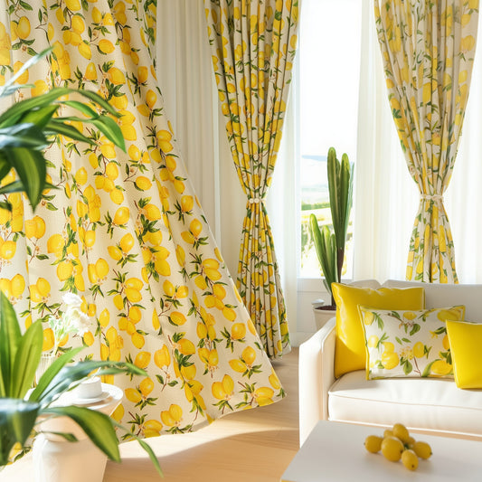Designer Room Darkening Curtains - Sunshine Lemon