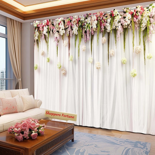 Premium Blackout Digital Curtains - Elegant Floral Roses(Set of 2)