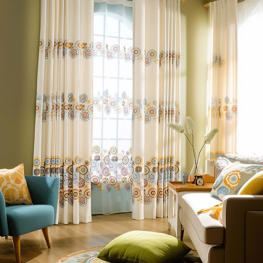 Premium Ethnic Floral Blackout Curtains – Traditional Designer Drapes for Living Rooms & Bedrooms(Set of 2)