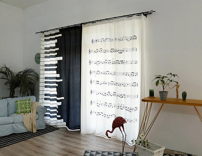 Classic Vintage Style Premium Blackout Curtains - Music & Piano(Set of 2)