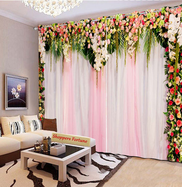 Premium Blackout Digital Curtains - Mixed Floral Roses(Set of 2) 2024 Edition