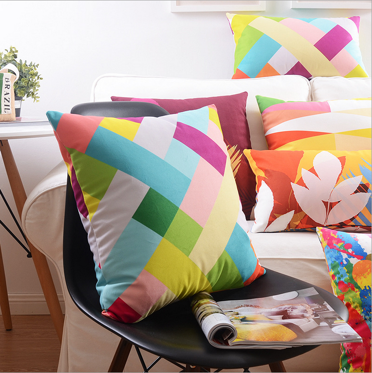 Cotton Feel Designer Modern Multi-Color Decorative Throw Pillow