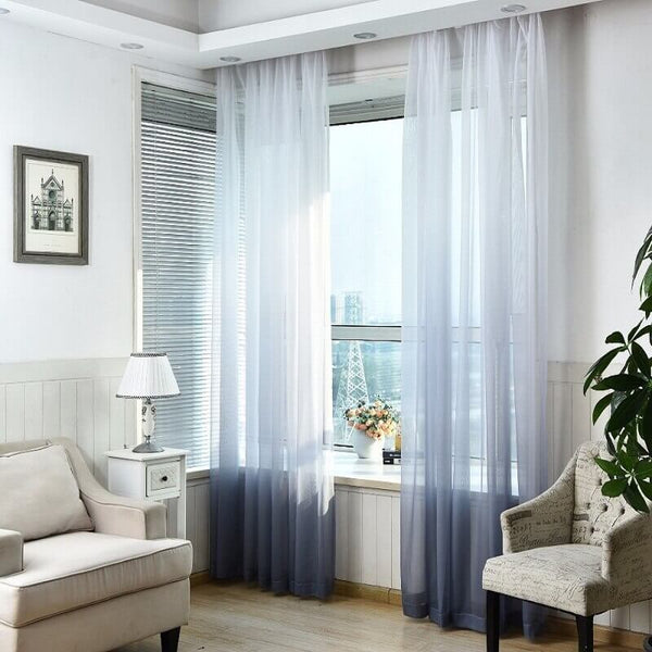 Royal Shading Effect Sheer Curtains - Grey