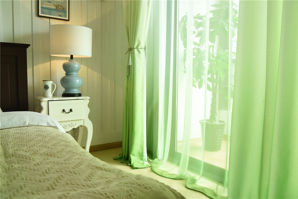 Shading Effect Premium Blackout Curtains - Green