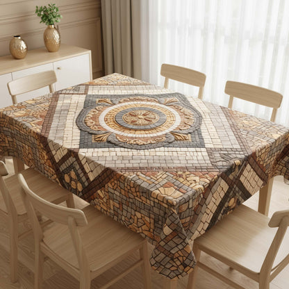 Antique Stone Texture Table Cover – Classic Tuscan Marble Dining Tablecloth