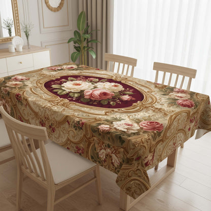 Classic Victorian Rose Table Cover – Elegant Floral Dining Tablecloth for Modern Home Decor