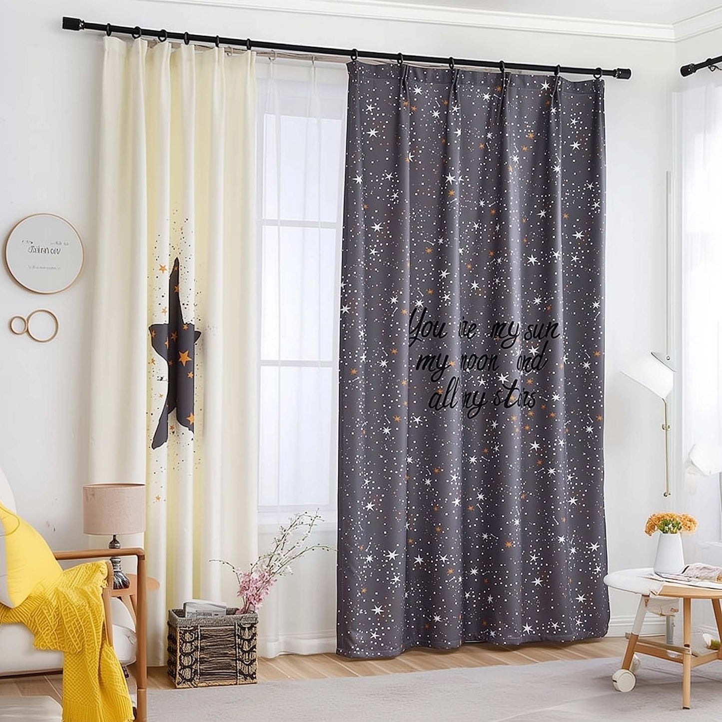 Classic Vintage Style Premium Blackout Curtains - You're my Moon & Star(Set of 2)