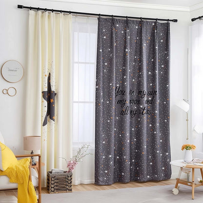 Classic Vintage Style Premium Blackout Curtains - You're my Moon & Star(Set of 2)