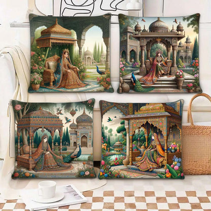 Cotton Feel Designer Throw Pillow Decorative Cushion Covers - Royal Rani Set of 4