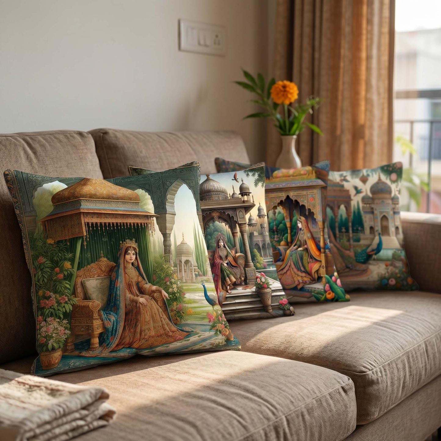 Cotton Feel Designer Throw Pillow Decorative Cushion Covers - Royal Rani Set of 4