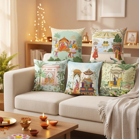 Cotton Feel Ethnic Decorative Cushion Covers - Royal Jodi(Set of 5)