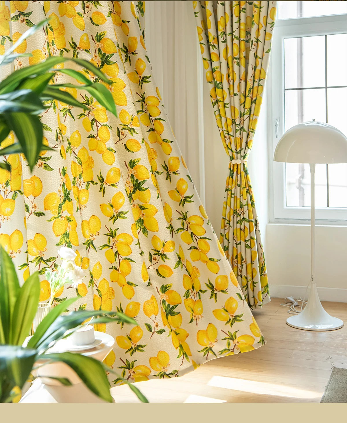 Digital Heavy Long Curtains - Sunshine Lemon