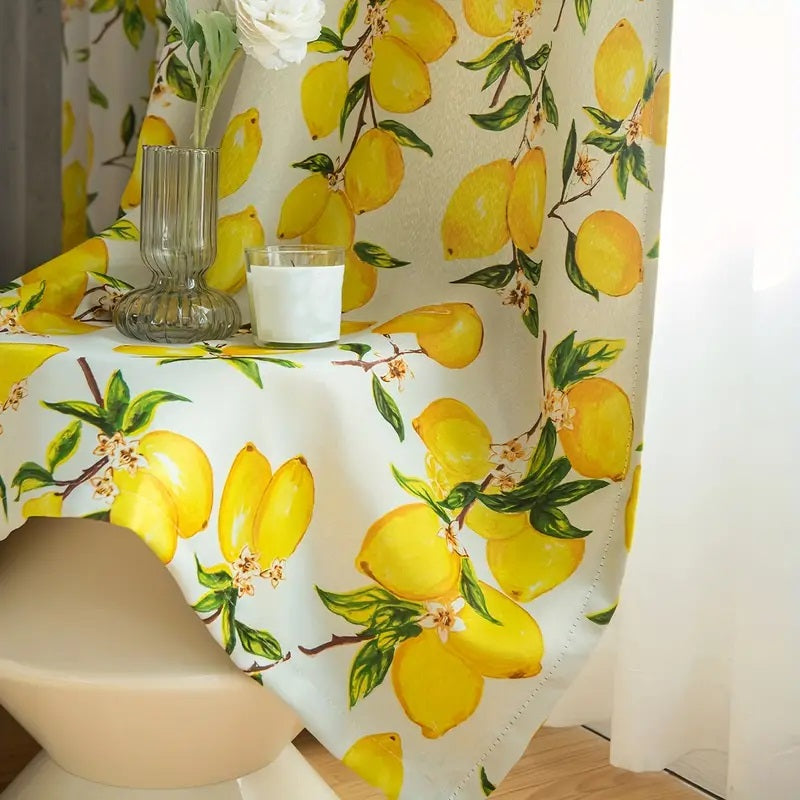 Digital Heavy Long Curtains - Sunshine Lemon