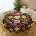 Elegant Lotus Medallion Round Table Cover – Rich Floral Dining Table Cover for Homes