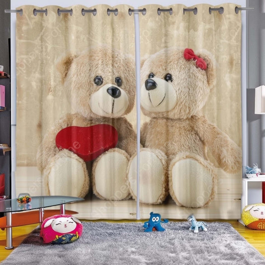 Kids Digital Blackout Curtains - Cutesy Teddy Couple (Set of 2)