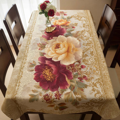 Majestic Mulberry Peony Bloom Table Cover – Premium Floral Dining Tablecloth for Classic & Modern Homes