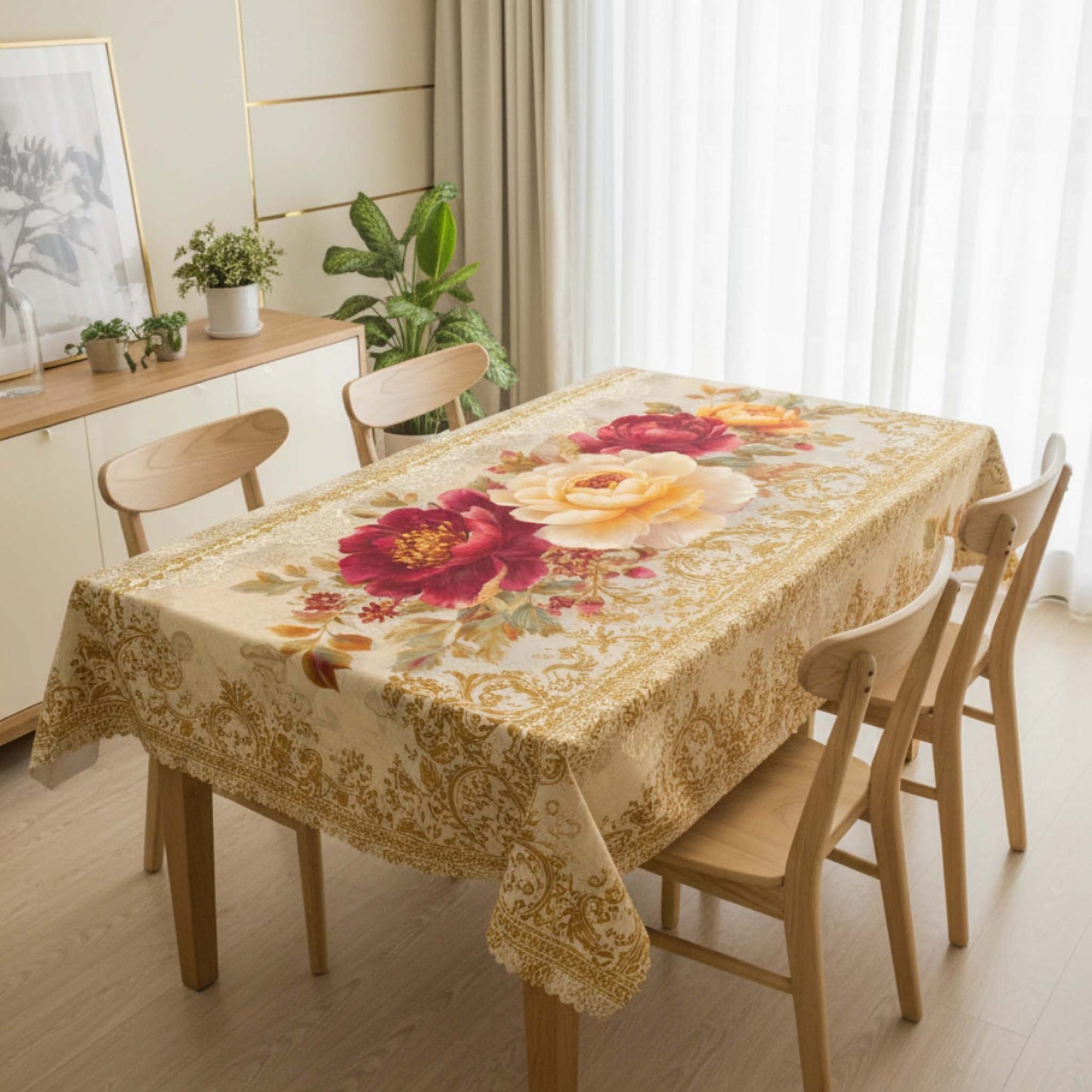 Majestic Mulberry Peony Bloom Table Cover – Premium Floral Dining Tablecloth for Classic & Modern Homes