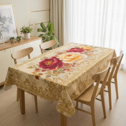 Majestic Mulberry Peony Bloom Table Cover – Premium Floral Dining Tablecloth for Classic & Modern Homes