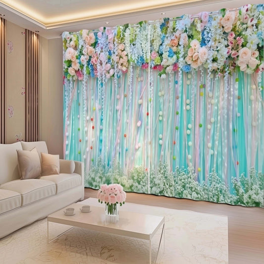 Premium Blackout Digital Curtains - Classical Flora(Set of 2)
