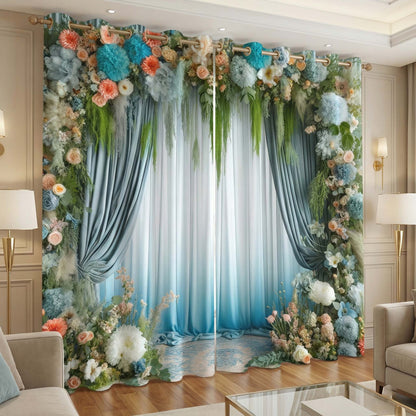 Premium Blackout Digital Curtains - Pure Floral Bliss(Set of 2)