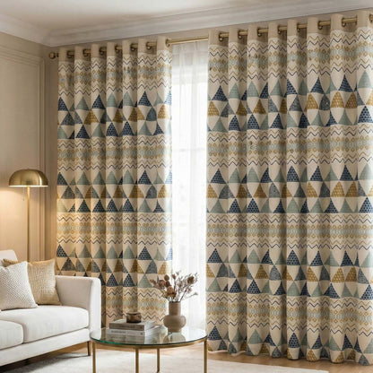 Premium Blackout Geometric Curtains - Ethnic Art of Pyramids(Set of 2)