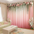 Premium Blush Pink Room Darkening Curtains  –  Flower Print Blackout Drapes for Home Decor