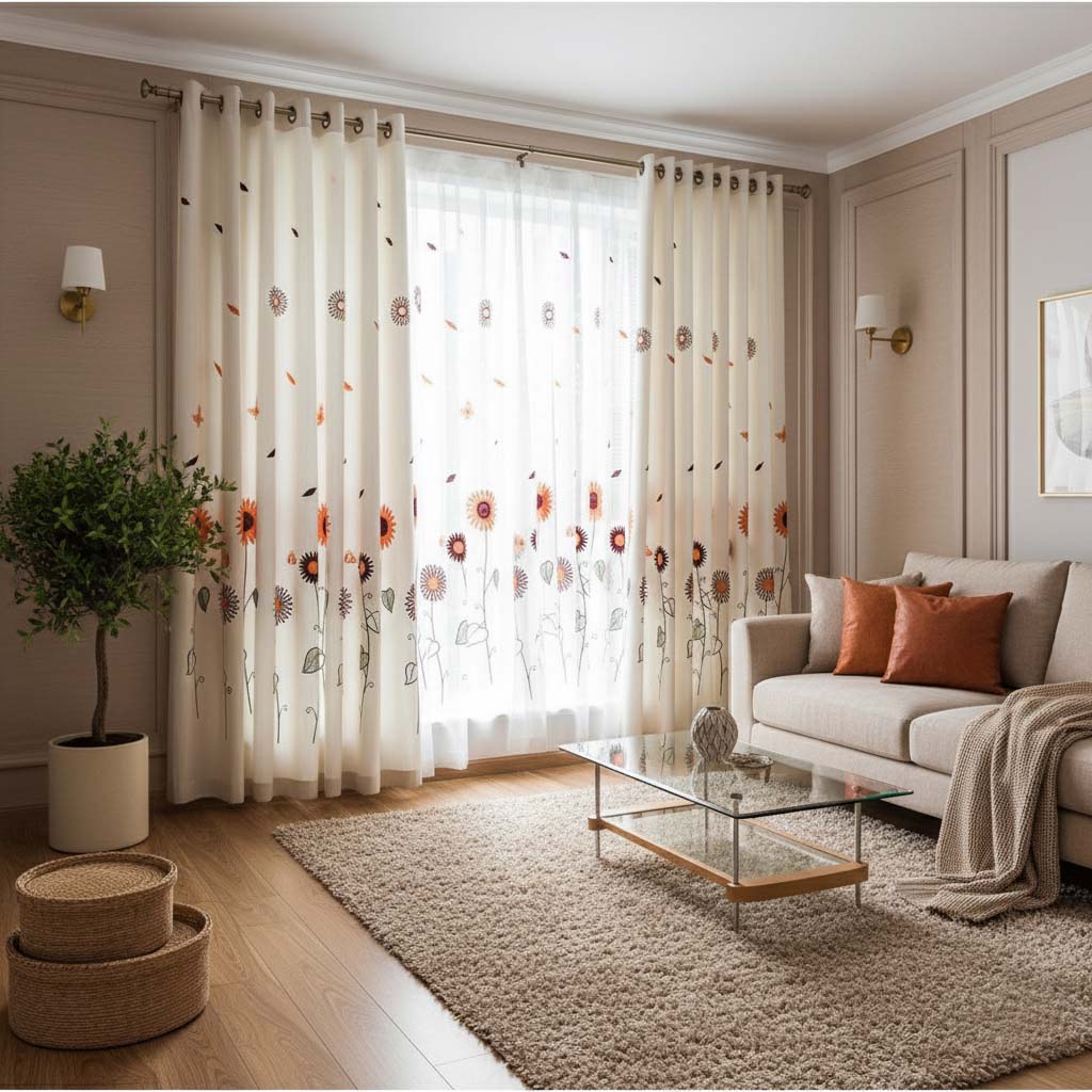 Premium Sunflower Blackout Curtains – Elegant Floral Drapes for Living Rooms & Bedrooms(Set of 2)