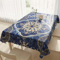 Royal Sapphire Marble Mandala Table Cover – Opulent Dining Tablecloth for Home Decor