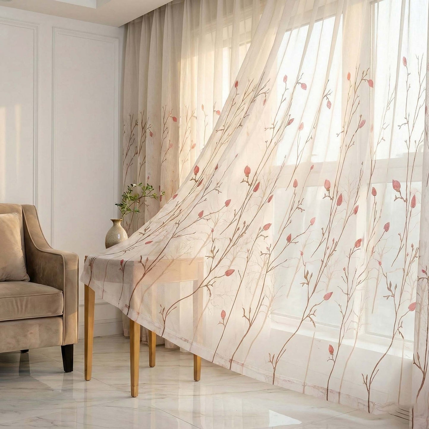 Royal Sheer Curtains - Classic Floral Vines