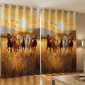 Seven Horses Sunset Designer Room Darkening Curtains for Positive Vastu Energy & Prosperity