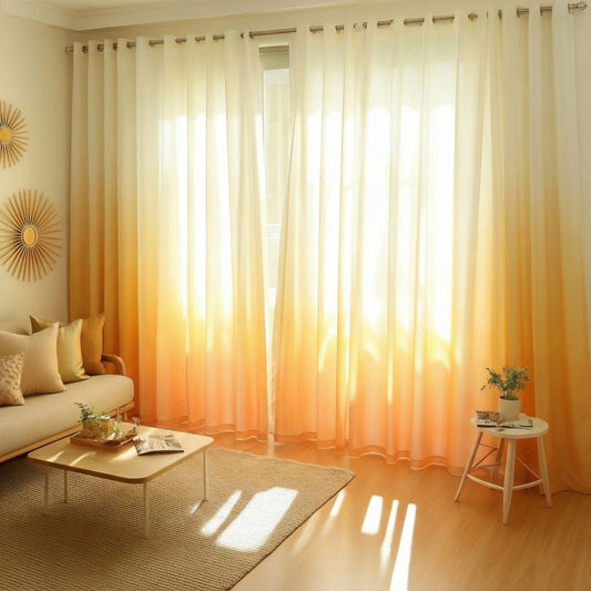 Shading Effect Premium Blackout Curtains - Amber Yellow
