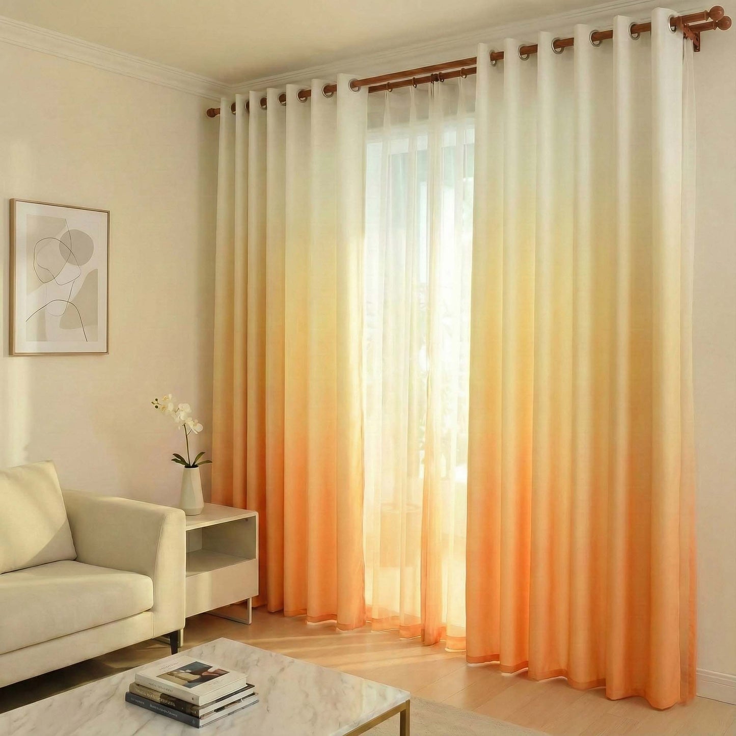 Shading Effect Premium Blackout Curtains - Amber Yellow
