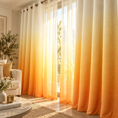 Shading Effect Premium Blackout Curtains - Amber Yellow