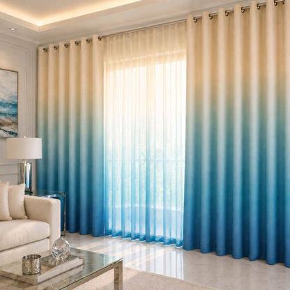 Shading Effect Premium Blackout Curtains - Blue