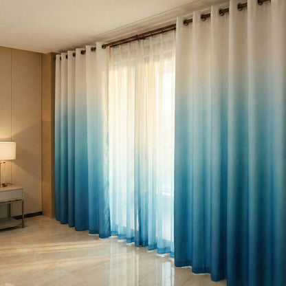 Shading Effect Premium Blackout Curtains - Blue