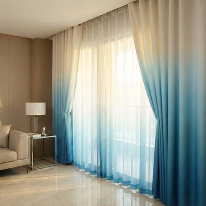 Shading Effect Premium Blackout Curtains - Blue