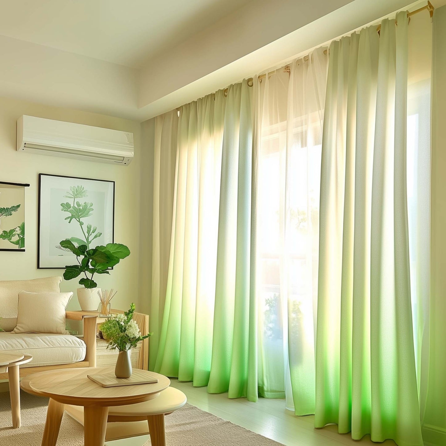 Shading Effect Premium Blackout Curtains - Green