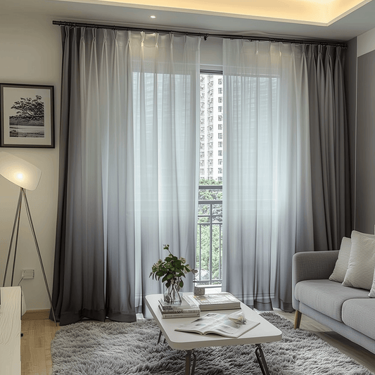 Shading Effect Premium Blackout Curtains - Grey