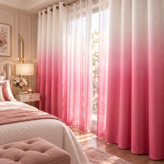 Shading Effect Premium Blackout Curtains - Ruby Pink