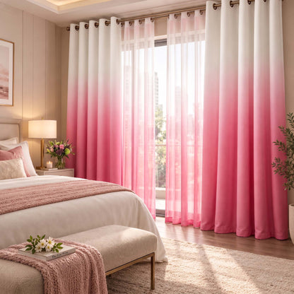 Shading Effect Premium Blackout Curtains - Ruby Pink