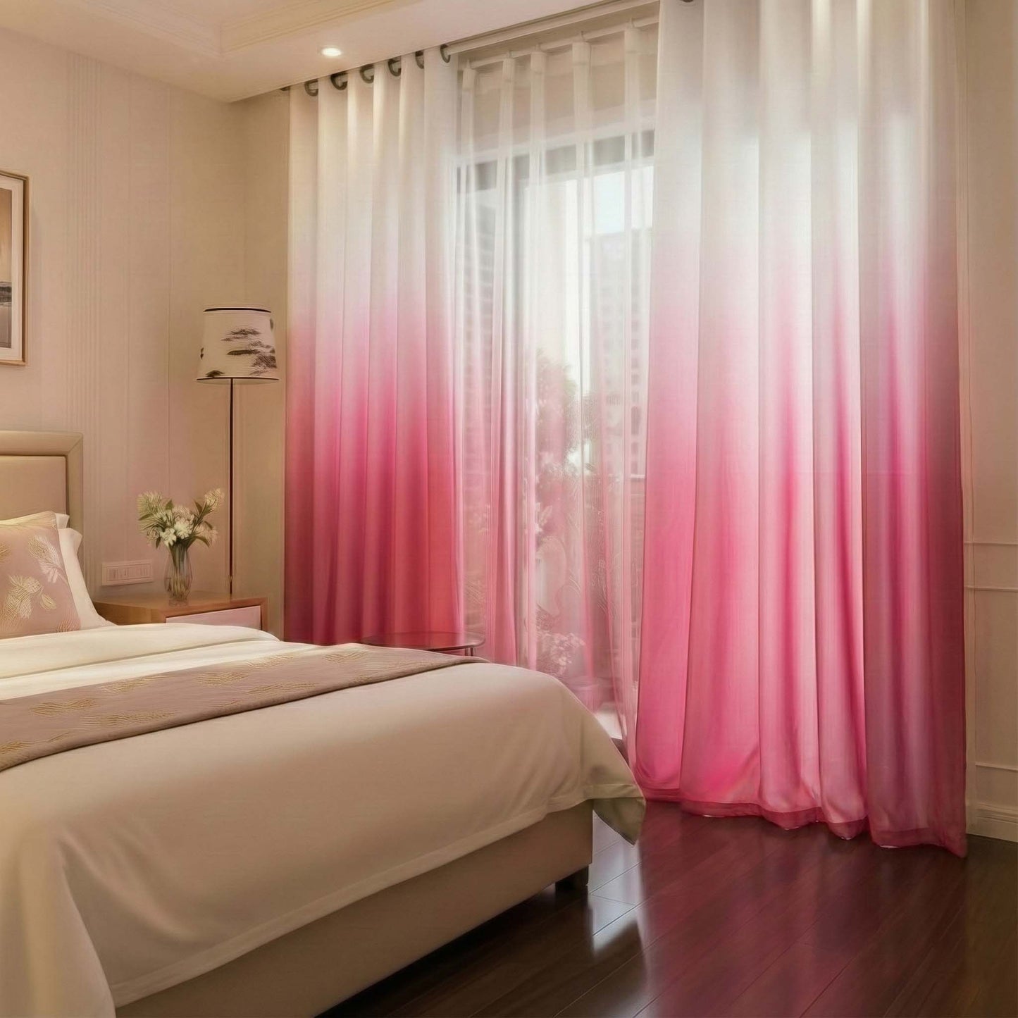 Shading Effect Premium Blackout Curtains - Ruby Pink