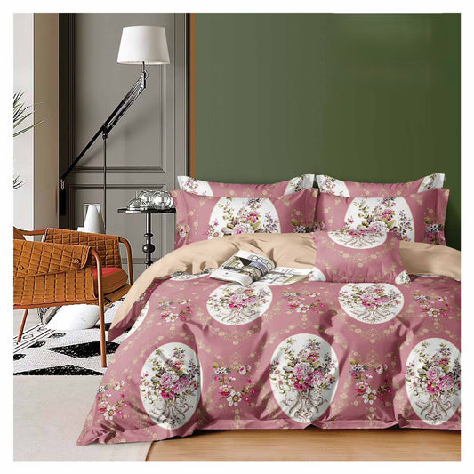 Beautiful Floral Cream Bedsheet with 2 Pillow Covers