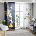 Classic Vintage Style Premium Blackout Curtains - Black & White Triangles & Stripes(Set of 2)