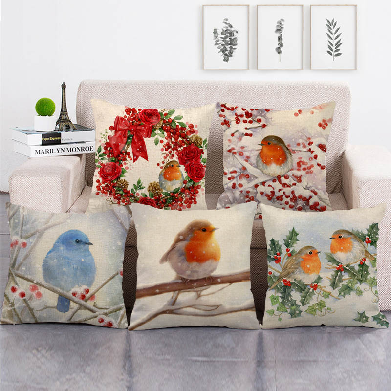 Cotton Feel Designer Throw Pillow Decorative Cushion Covers - Kingdom of Sparrow Set of 5