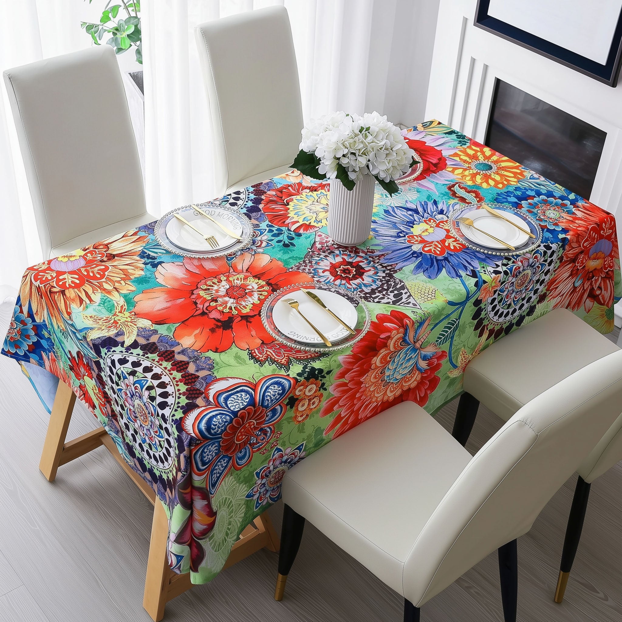 Digital Print Dining Table Cover - Vibrant Floral – Shoppers Fortune