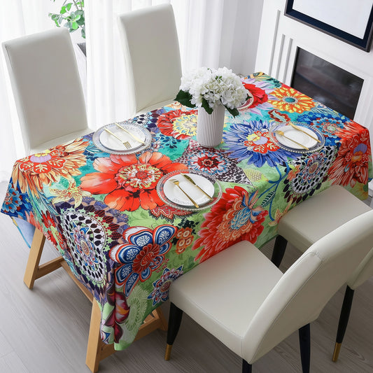 Digital Print Dining Table Cover - Vibrant Floral