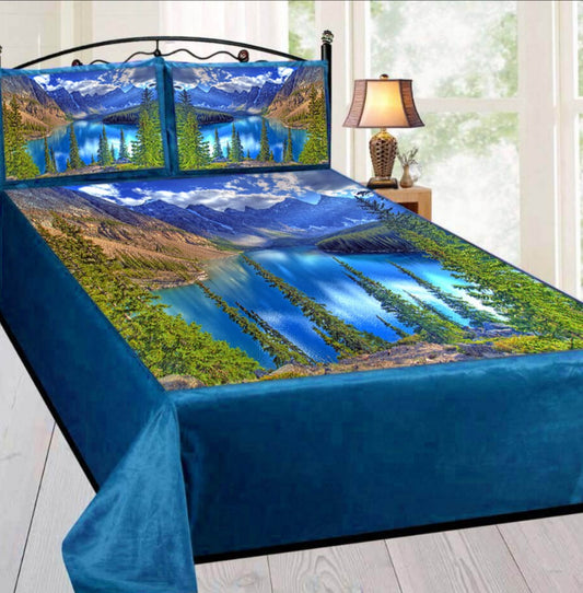 Soft & Cozy Digital Print Velvet Bedsheet - Trip to Paradise