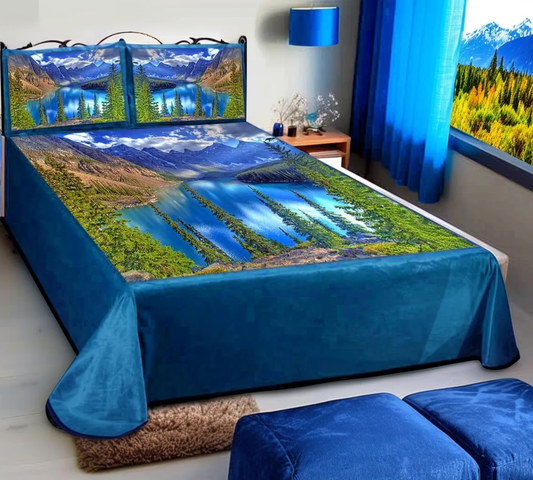 Soft & Cozy Digital Print Velvet Bedsheet - Trip to Paradise