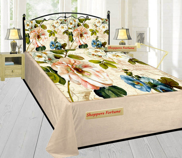 Soft & Cozy Digital Print Velvet Bedsheet - Elegant Flora