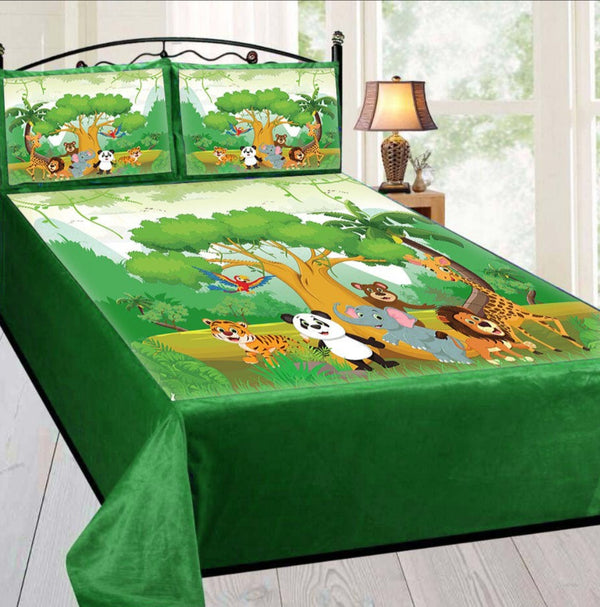 Soft & Cozy Digital Print Velvet Bedsheet - Jungle Time for Kids Bedroom